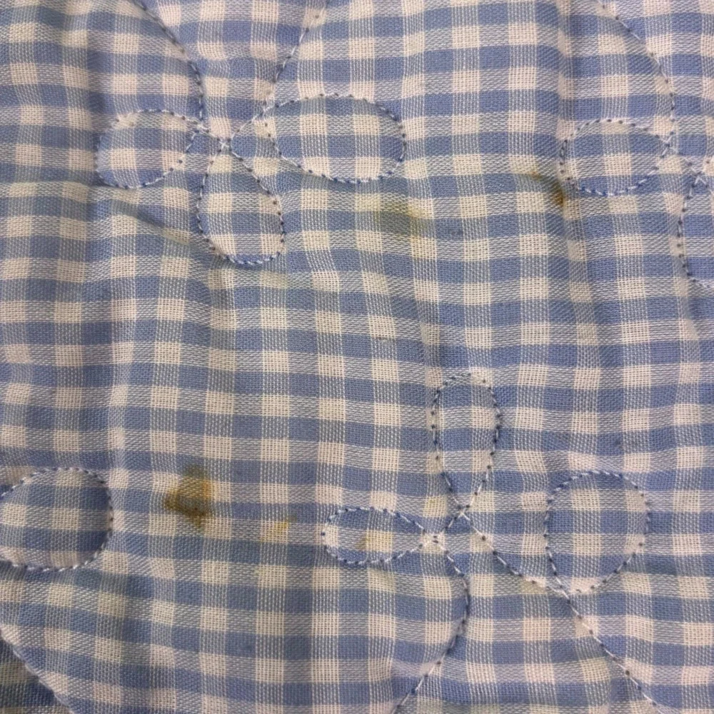 Handmade Teddy Bear Quilt Blue White Checkered Pattern Toddler Baby Blanket‎